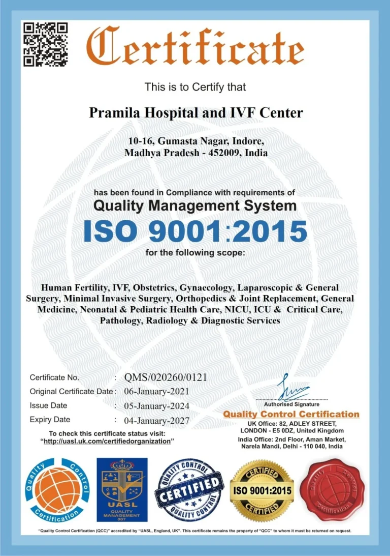 iso certificate , pramila hospital